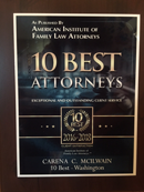 American Institute of Family Law Attorneys 10 Best Attorney | Carena C McIlwain, 10 Best Washington