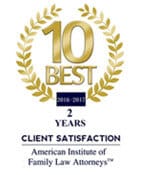 10 Best, Client Satisfaction, American Institute of Family Law Attorneys, 2 Years