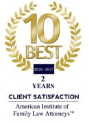 10 Best, Client Satisfaction, American Institute of Family Law Attorneys, 2 Years