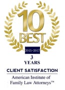 10 Best, Client Satisfaction, American Institute of Family Law Attorneys, 3 Years