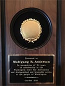 Wall plaque: Wolfgang R Anderson 50 year Membership