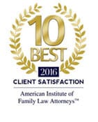 10 Best, Client Satisfaction, American Institute of Family Law Attorneys, 2016