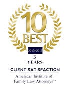 10 Best | 2015-2017 | 3 Years Client Satisfaction | America Institute of Family Law Attorneys